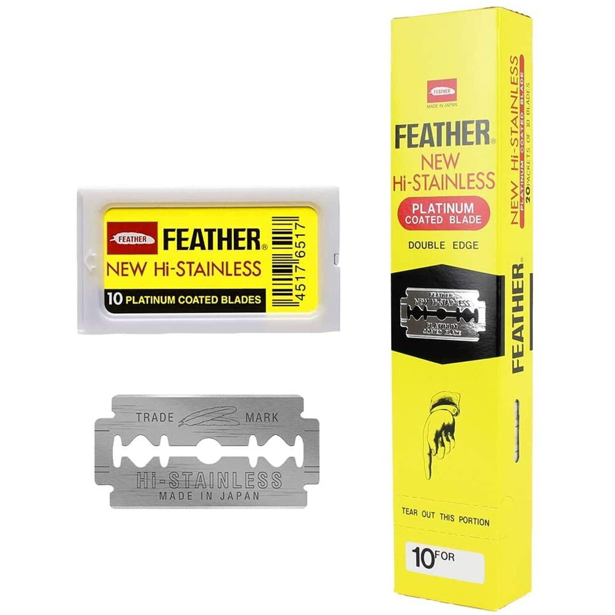 Feather New Hi-Stainless 200 double edge razor blades 