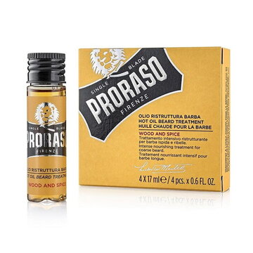 Proraso beard hot oil wood and spice 4 vials of 17ml