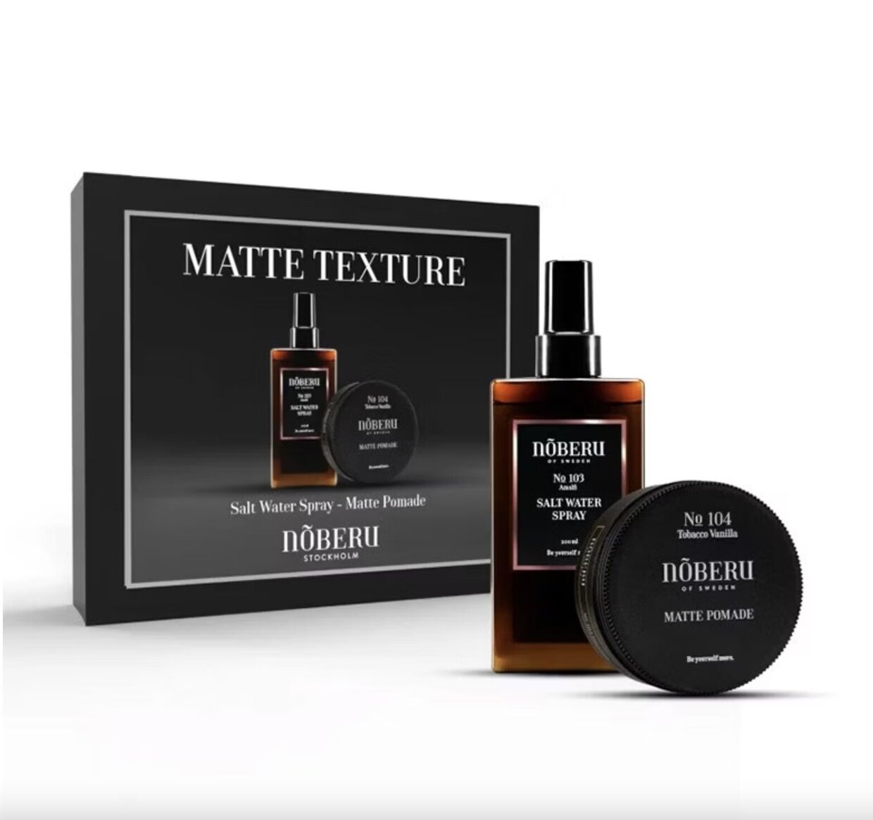 Noberu of Sweden Pomade Matte + Sea Salt Water Set 