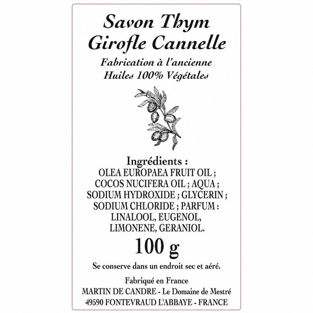 Trdo milo Martin de Candre Thym, Girofle & Cinnamon