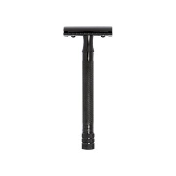 Merkur DE Razor 23B, Straight Comb, Long Handle, Bright Chrome / PVD Black
