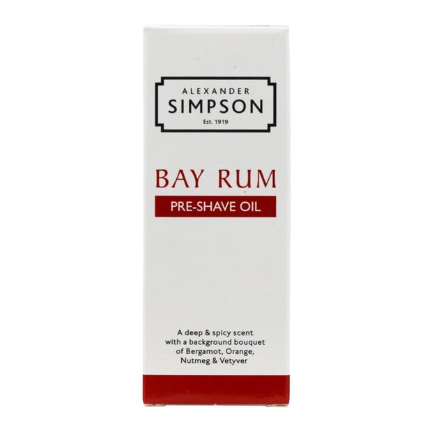 Olje pred britjem Alexander Simpson Est. 1919 Bay Rum